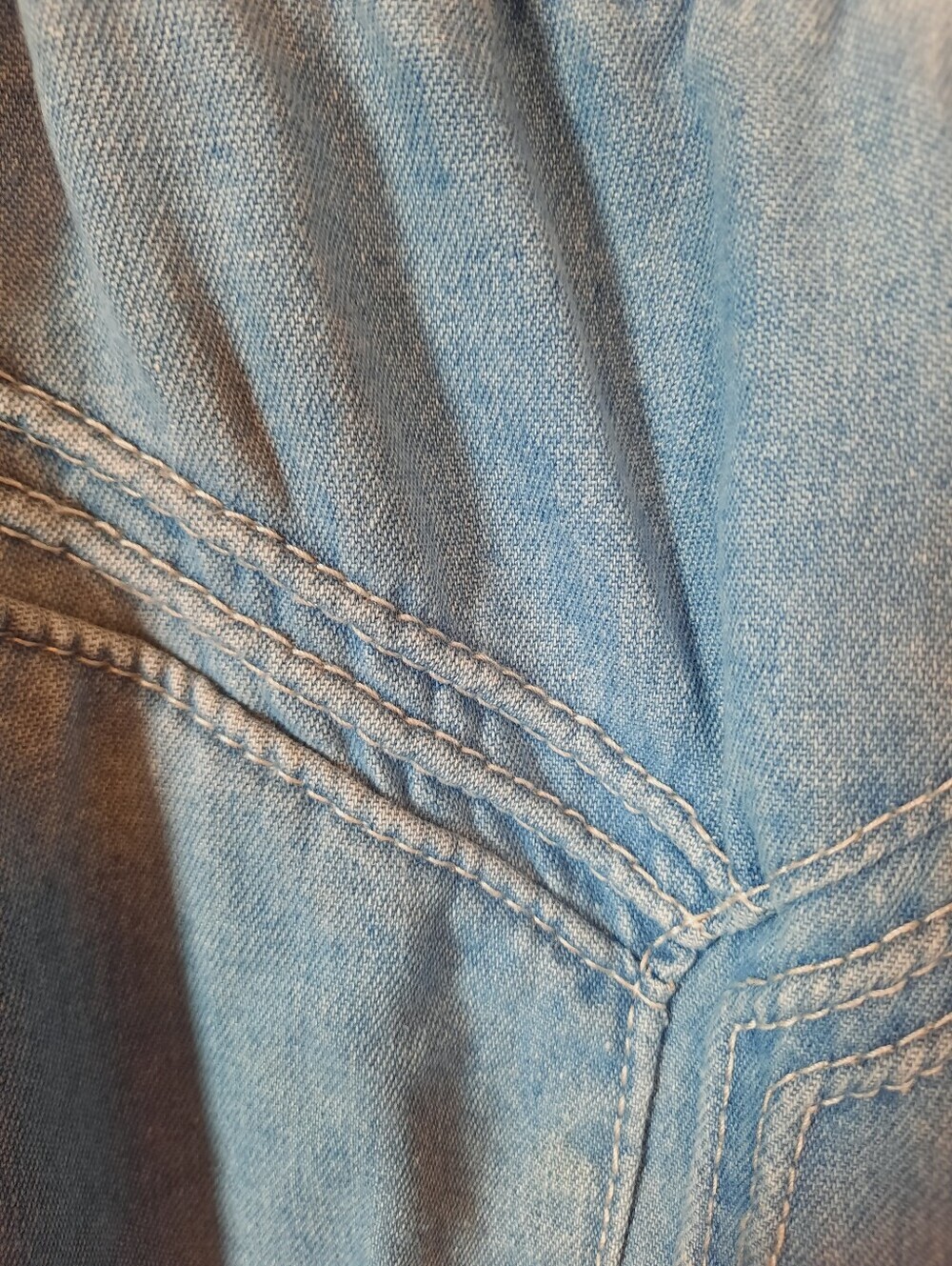 Handmade Denim Chambray Elastic Waist Boho Western Jean Maxi Skirt Size Medium - Picture 6 of 11